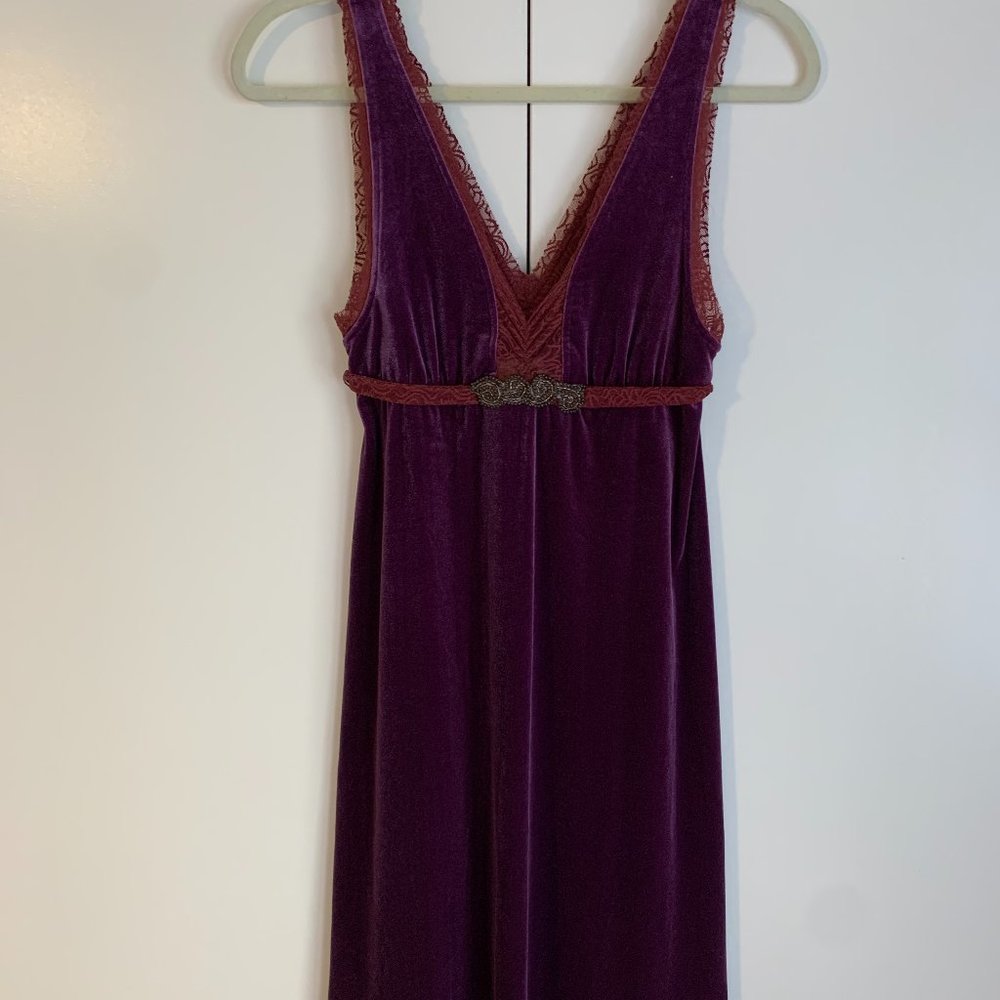 Free People Purple Velvet Empire Dress
